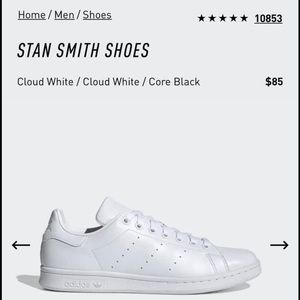 Men’s Size 9.5 White Stan Smith Adidas sneakers.